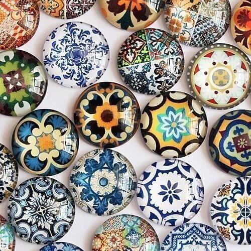 20mm Mixed Style Flower Glass Cabochon Dome Jewelry Finding Cameo Pendant Settings Accessories 20pcs/lot (K05135)