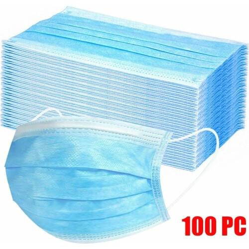 200/100/50/10PC Disposable Face Masks For Women Color Blue Designer Fabric Masques Adult Anti-dust Party Protec Mascarillas