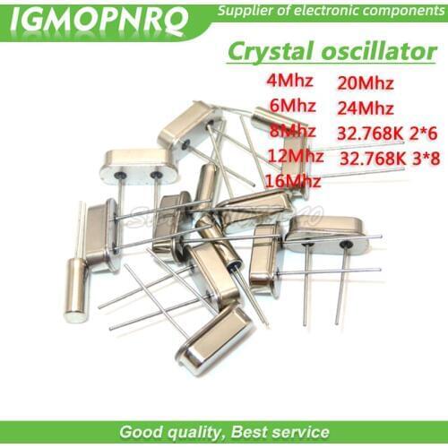 200PCS HC-49S 4Mhz 6Mhz 8Mhz 12Mhz 16Mhz 20Mhz 24Mhz 32.768K 2*6 32.768K 3*8 Quartz Crystal Resonator Passive Oscillator