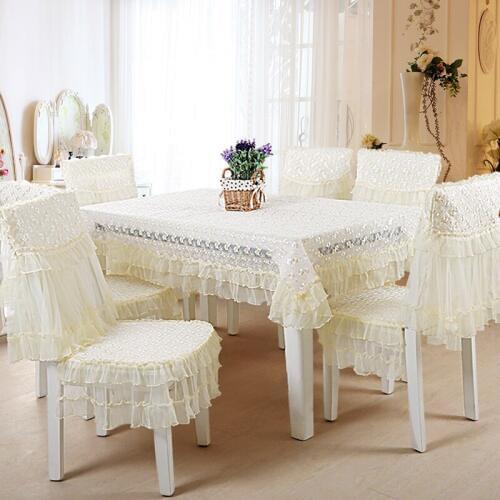 2019 family chair cushion cover tea table cloth simple modern chair cover with lace Fresh Style Table Cover Decoration