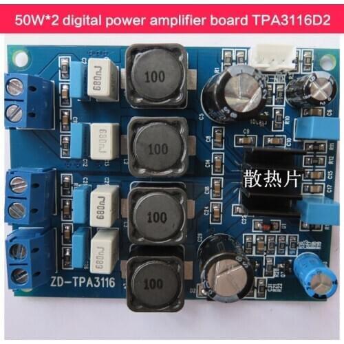 50w*2 Digital Power Amplifier Board DC5-25V TPA3116D2 Audiophile DIY HiFi Amplifier Board High Power Household with Radiator