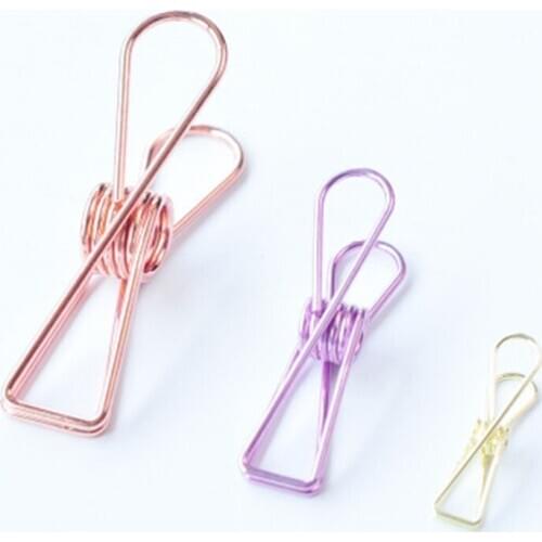 7PCs/Set Hollowed Out Design Metal Binder Clip Long Tail Clips Office Hand Book Folder Paper Organizer Stationery