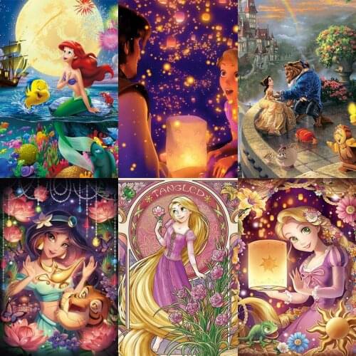 5D DIY Diamond Painting Disney Princess Picture Beauty and The Beast Cross Stitch Kit Full Drill Embroidery Mosaic Decor Gift
