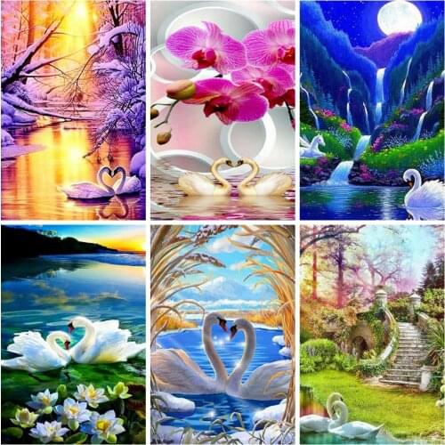 Huacan Diamond Embroidery Sale Swan 5d Diy Diamond Art Kits Animal Pictures Of Rhinestones Mosaic Home Decoration New Arrival