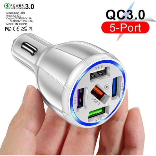 KEBIDU 4 Ports Car USB Charger Quick Charge 3.0 4.0 Universal Fast Charging Cigarette Lighter Adapter for iPhone Samsung Huawei