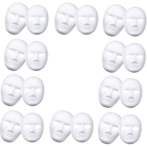 White Mask,12Pcs Halloween Full Face Mask Blank DIY Mask Dance Cosplay Party Plain Masquerade Paper Mask to Decorate