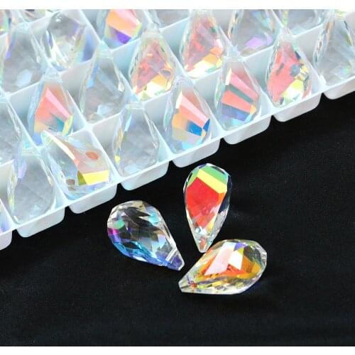 10pcs/lot AB Crystal Drop Beads Clear Transparent Czech Glass Teardrop Faceted Beads Diy Jewelry Findings Accessories wholesale