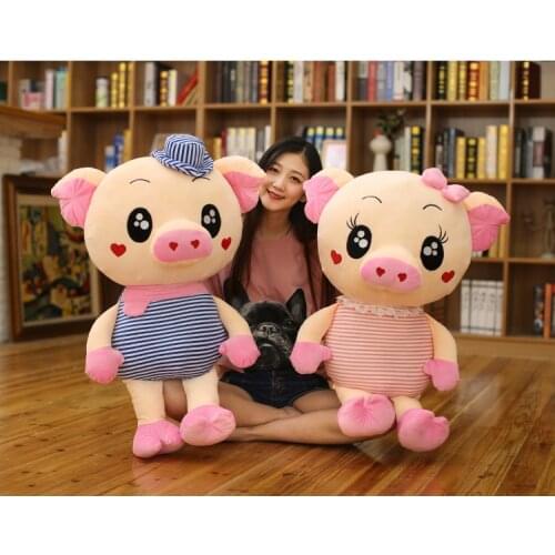 Large 70cm cartoon love pig plush toy stripes design pig soft doll hug pillow Christmas gift b1603