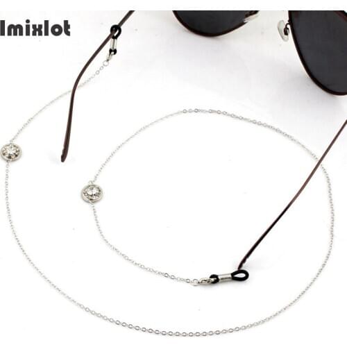 1PC Fashion Rhinestone Flower Sunglasses Chains Silver Eyeglasses Chains Sunglasses Holder Necklace Eyewear Retainer Accessories