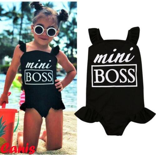 Kid Swimwear Summer Toddler Kids Girl One-Piece Mini Boss Swimsuit Swimwear Swimming Costume Age 1-6T