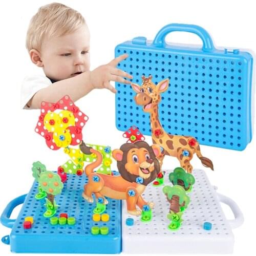 Drilling Disassembly Assembly Screw 3D Puzzle Toys Building Block Toys DIY Electric Drill Set Boy Educational Toy For Children