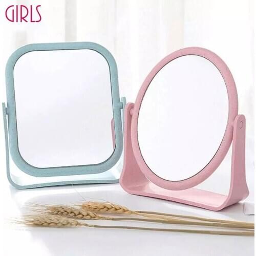 Double-sided Makeup Mirror Desktop Plastic Colorful Vanity Mirrors Folding Portable Large Square Princess Mirror