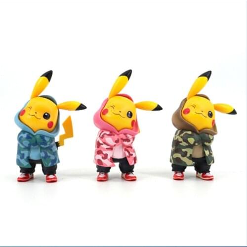 Pokemon Action Figure Ornaments Camouflage Pikachu Model Toys 15cm