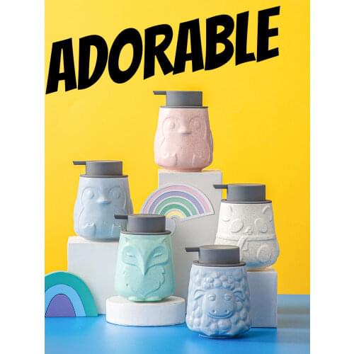 Nordic Bathroom Accessories Cute Cartoon Animal Ceramic Foaming Soap Pump Bottle Kids Hand Soap Dispenser Bottle Zeep Dispenser