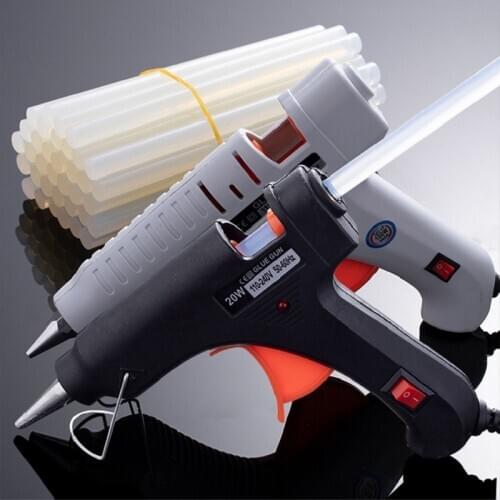 20W Glue Gun 7 Mm Handgun With Bullets Metal Hot Melt Home Tools Professional Stick Stand Power DIY Helper Free Sticks