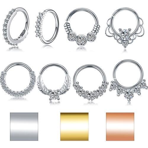 1PC Seamless Nose Hoop Septum Rings Real Pierced Daith Cartilage Tragus Piercings Ear Helix Clicker Conch Rook Piercings Jewelry