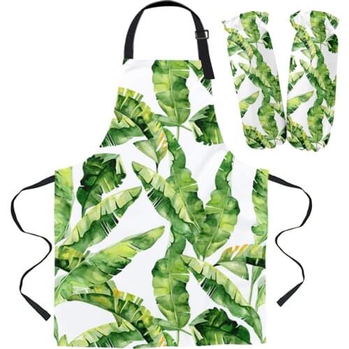 Banana Tropical Plant Leaves Kitchen Apron Baking Accessories Sleeveless Aprons for Men Women Home Cleaning Tools