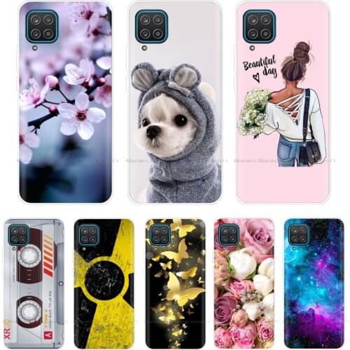 Soft Silicon Cover For Samsung Galaxy A12 Case Cute Flower Cat Bumper For Samsung A12 Phone Case Cover For Samsung A12 A 12 6.5"