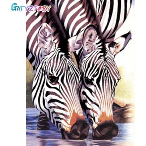 GATYZTORY Frame Zebra Acrylic Paint By Numbers Set Oil Painting For Adults DIY Kits Canvas Animal Drawing Coloring By Numbers De