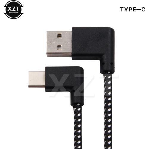 Nylon Braided Type-C Cable 90 Degree Connector charger USB3.1 Type-C Fast Charging Data Cable for Type C Android Device hot sale