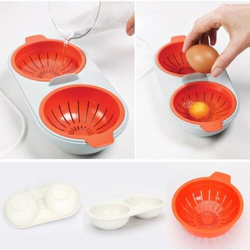 New Egg Poacher Food Grade Cookware Double Cup Egg Boiler Egg Set Microwave Ovens Kitchen Cooking Tools Breakfast Cooker Tools