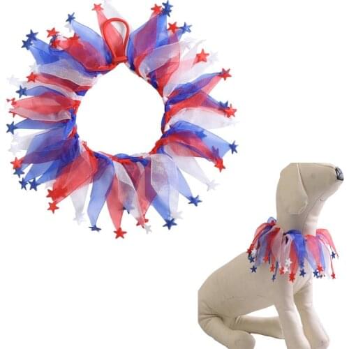 Pet Collar Jewelry Colorful Dog Cat Collar American Independence Day Pet Decor Necklace Easy Wear Buckle Pets Decor Accessories