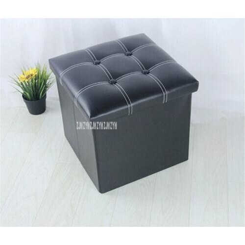 Non Woven Fabric Density Board Sponge PU Leather Clothes Toy Foldable Storage Square Stool Storage Box Footstool Shoe Bench