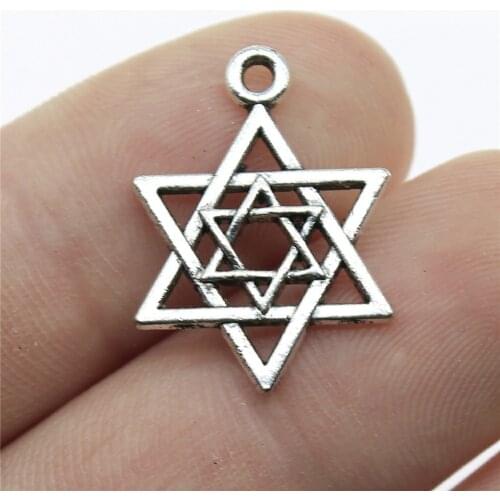 40pcs 22mm Antique Silver Color Antique Bronze Plated Star Of David Pendants Star Of David Charm David Star Pendant