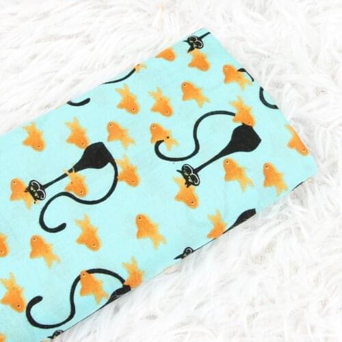 Polyester Cotton Fabric By The Meter Cartoon Cat Printed Cloth Fabric for Dress Sewing Home Textile DIY Crafts Supplies 50*140cm