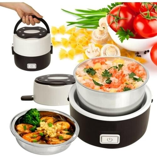 Dreamburgh Portable Electric Heating Lunch Box Stainless Steel Food Container Thermos Office Bento Box Food Steamer Rice Cooker