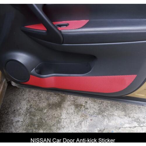 QHCP Carbon Fiber Door Inner Side Anti Kick Sticker Anti-kick Protecor For NISSAN Bluebird Murano X-trail Qashqai Tiida Livina