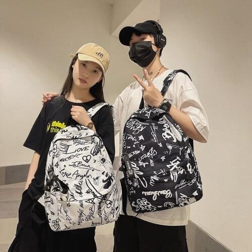 43*31cm Printed Graffiti Style Student Schoolbag Couple Backpack Waterproof Kids Backpack Fashion Backpack Mommy Bag Travel Bag