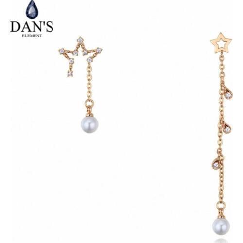 DANS ELEMENT 3 Colors Made With AAA Zirconia Rose Gold Color Tassel Heart Earrings For Women Valentine Gift copper 127169