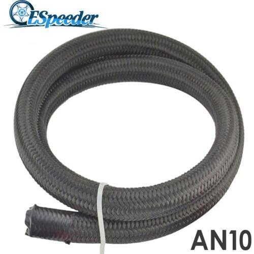 ESPEEDER High Quality AN10 1M Nylon Braided Oil Fuel Hose Fuel Hose Pipe Tubing Light Weight Black Racing Oil Cooler Hose Line
