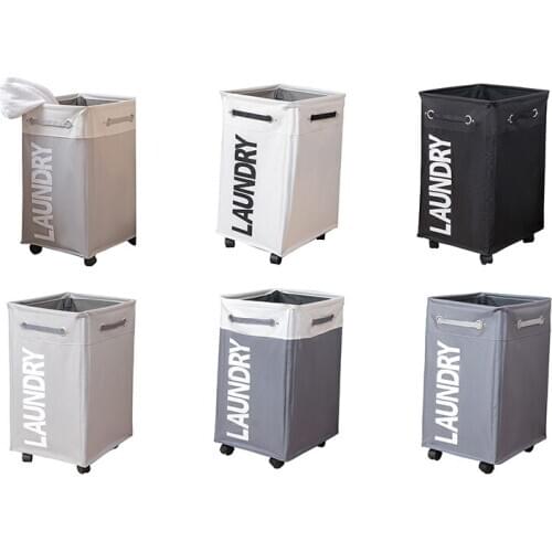 Dirty Clothes Laundry Basket Foldable Storage Basket with Wheel for Office Waterproof Oxford Bathroom Laundry Hamper