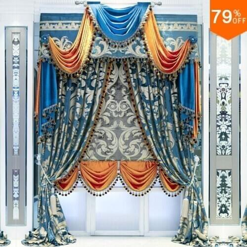 Rod Stick Hang Style curtains For Restaurant curtain Phenix Wind Classic Elegant curtains for living room curtains Bedroom Orang
