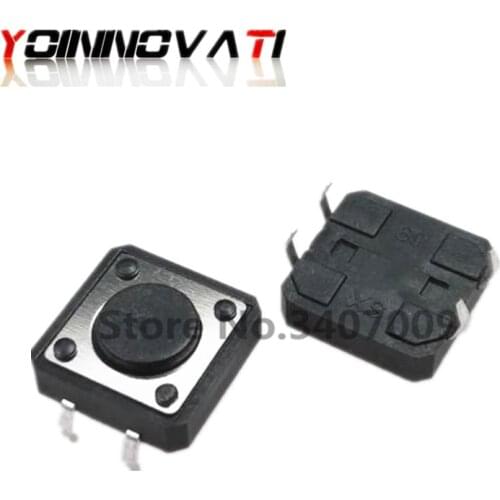 50pcs 12*12*5 Interrupteur PCB Keyboard Touch Micro Switch Mini Black Button Keys DIY For Toys