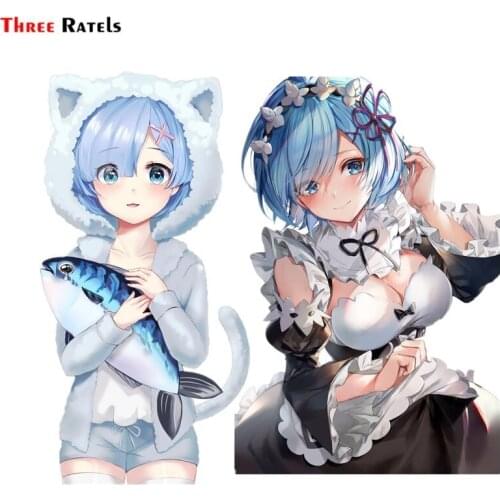 Three Ratels FC713 Rem Re Zero Anime Girl Car Decoration Stickers Macbook Decal