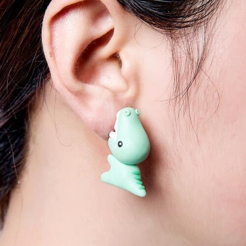 TTPAIAI 30 Handmade Polymer Clay Cute Dinosaur Earrings For Women Fashion Jewelry 3D Animal Stud Earrings Girls Kids Best Gift