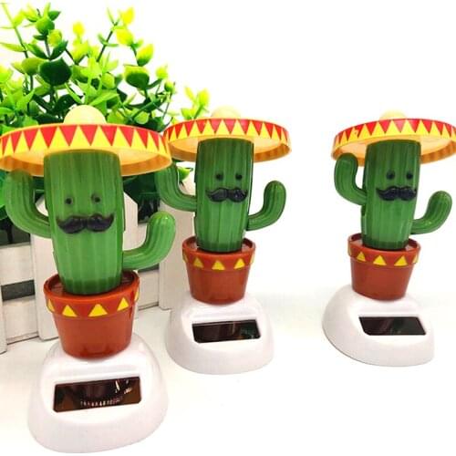 Car Ornaments Cactus Solar Powered Dancing Dolls Toy Swinging Animated Car Decor