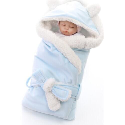 UmaUbaby Winter Baby Boys Girls Blanket Wrap Double Layer Fleece Baby Swaddle Sleeping Bag For Newborns Baby Bedding Blanket