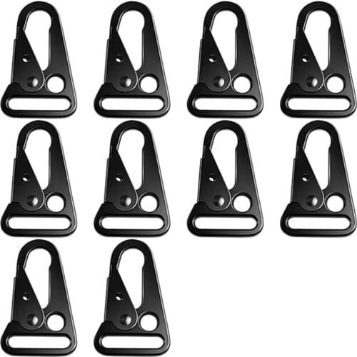 10 Pieces Olecranon Hook Gear Carabiner Hanging Carabiner Outdoor Webbing Hanging Buckle Black