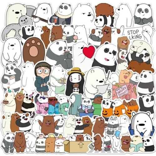 105P Kawaii Cartoon Panda Bear Stationery Sticker Scrapbook PVC Seal DIY Diary Phone Luggage Deco Adhesive Graffiti Supplies