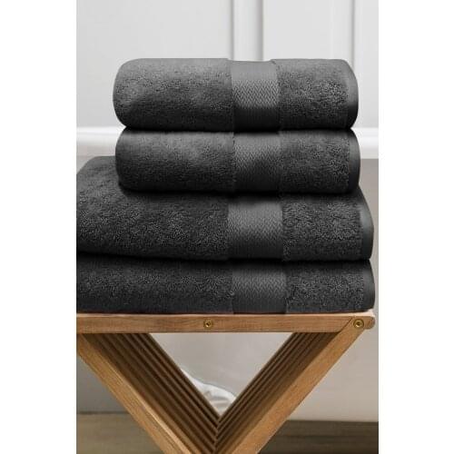 100 cotton 4 pcs Towel Set made in Turkey, Black Towel, Quick-Drying, water, attracting Fast Absorbent towel Hand face towel 100