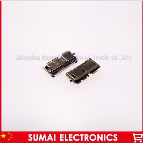 50pcs 3.0 usb 10Pin micro usb 3.0 Jack Socket for lap-top Mobile hard disk data interface SMD 2 fix foot