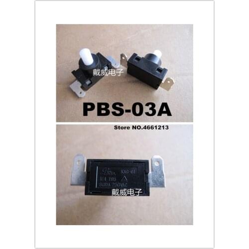 50PCS) button switch series PBS-03A IE4 T85 8 (8A) 250VAC electric switch flashlight switch
