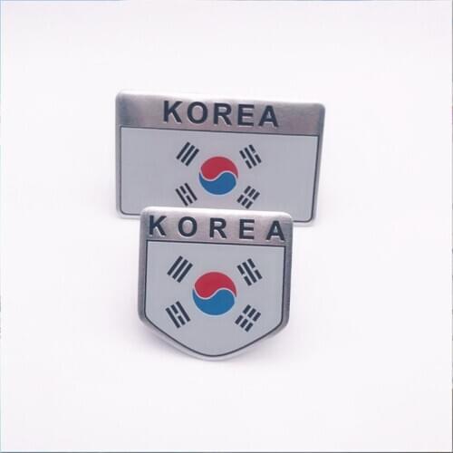 Automobile Motorcycle Exterior Accessories Asian Friendly Country South Korea National Flag Aluminum Alloy Car Stickers