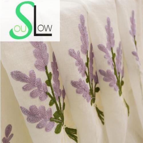 Slow Soul Purple Pink Lavender Curtain Embroidered Pastoral Floral Curtains Tulle For Living Room Kitchen Bedroom And Sheer Baby