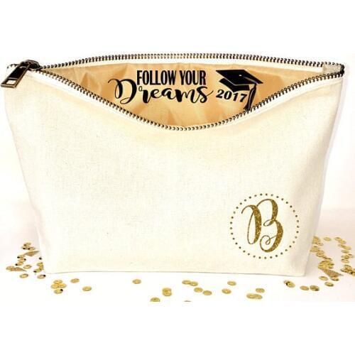 Custom Graduation Monogram Name Pouch bridesmaid wedding Gift Make Up Cosmetic Bags Unique Gift for Bridal Party Bags