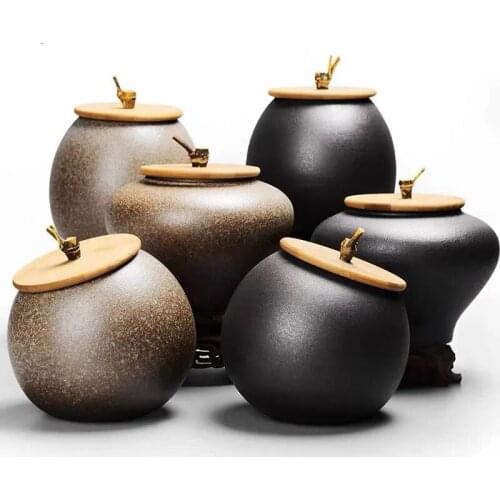 Unique Shape Ceramic Storage Tank Solid Color Simple Decor Tea Caddy Irregular Coffee Can Moisture-Proof Container Spice Jars